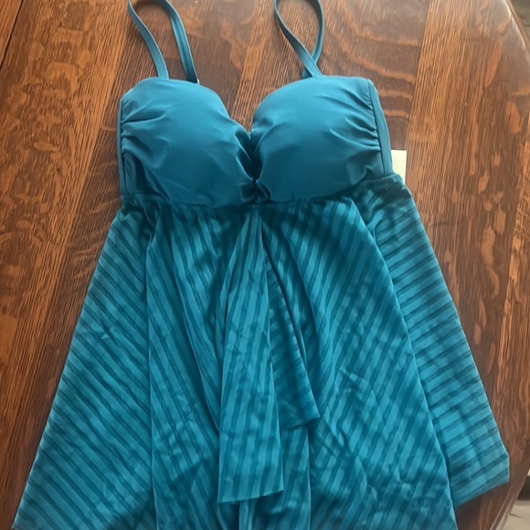 NWT Profile by Gottex Sheer Bliss Flyaway Teal Tankini Top Size 6 - Picture 4 of 7